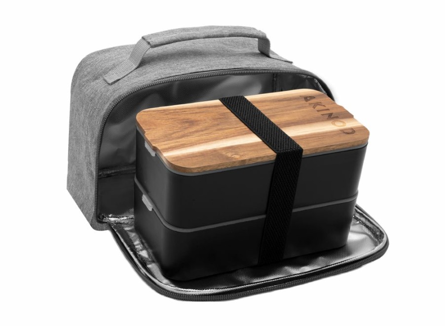 Akinod Akinod Bento + Insulated Lunch Bag - Black/Mottled Grey | Lunchboxes