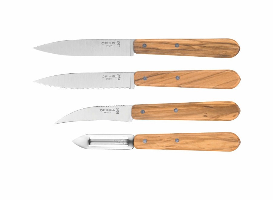 Opinel Opinel Olive Wood 4Pc Kitchen Knife Set | Vegetable Knives