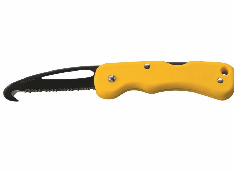 Whitby Knives Whitby Safety/Rescue Lock Knife W/ Cutting Hook (2.5") - Yellow | Safety & Rescue Knives