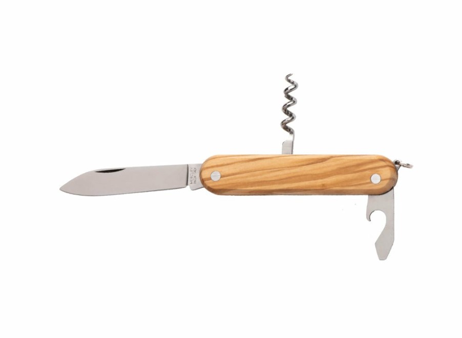 Whitby Knives Whitby Olive Wood Multipurpose Folding Knife (2.76") W/ 3 Tools | Multi-Tool Knives