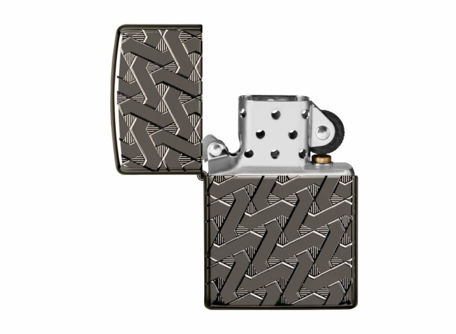 Zippo Zippo Geometric Weave Lighter - High Polish Black Ice® | Lighters