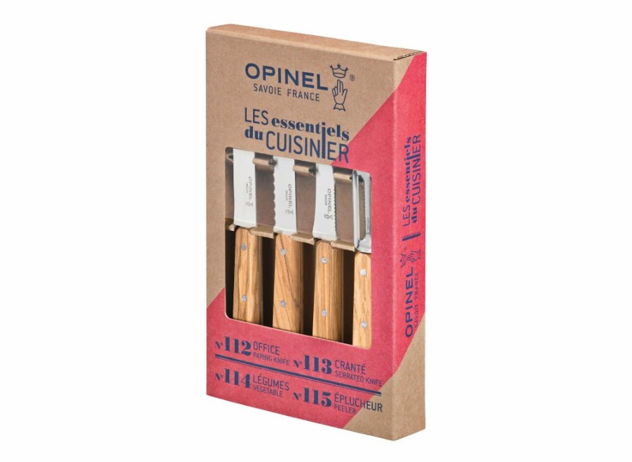 Opinel Opinel Olive Wood 4Pc Kitchen Knife Set | Peelers