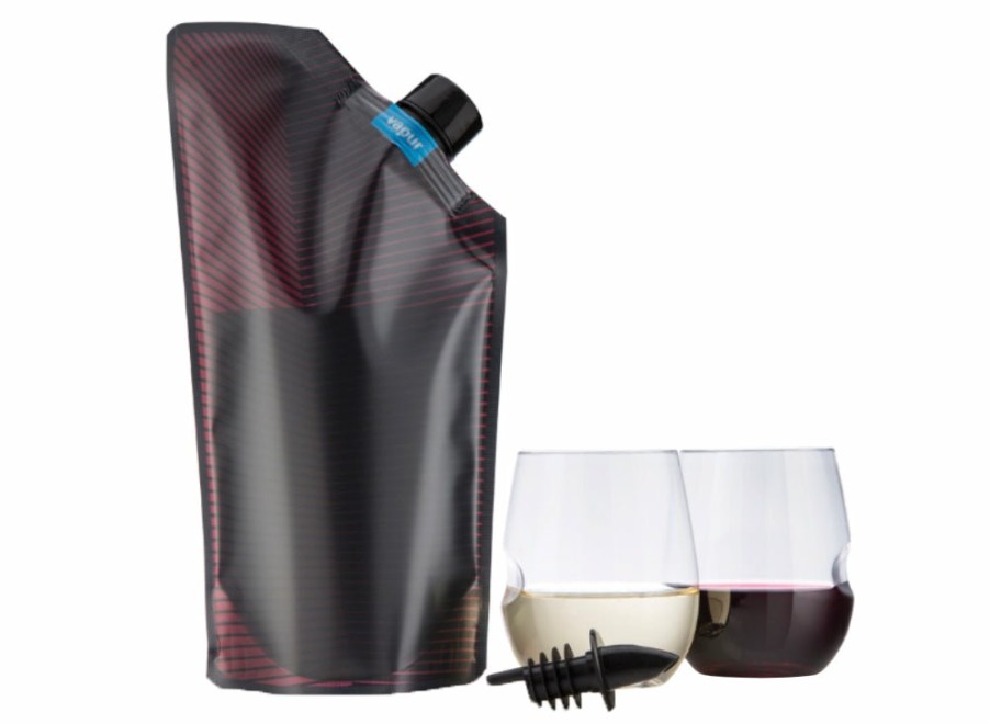 Vapur Vapur Wandervino Collection & 2 Glass Set - Maroon | Foldable Wine Carriers