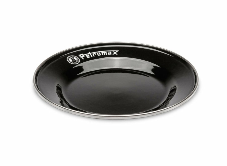 Petromax Petromax Set Of 2 Enamel Plates - Black - Large | Enamel Tableware