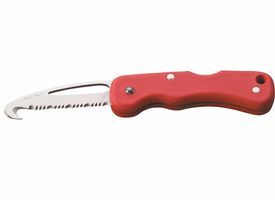 Whitby Knives Whitby Safety/Rescue Lock Knife W/ Cutting Hook (2.5") - Red | Safety & Rescue Knives