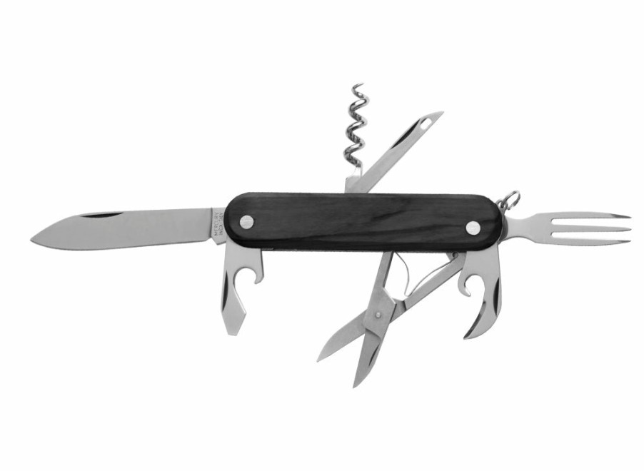 Whitby Knives Whitby Black Pakkawood Multipurpose Folding Knife (2.76") W/ 7 Tools | General Purpose Knives