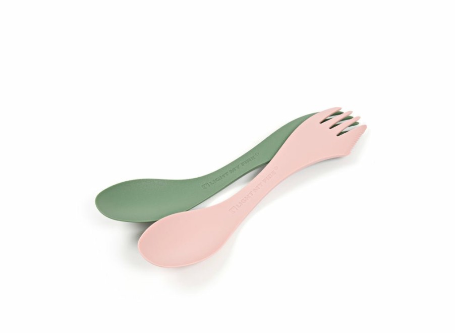 Light My Fire Light My Fire Spork Medium 2-Pack - Sandy Green/Dusty Pink | Sporks