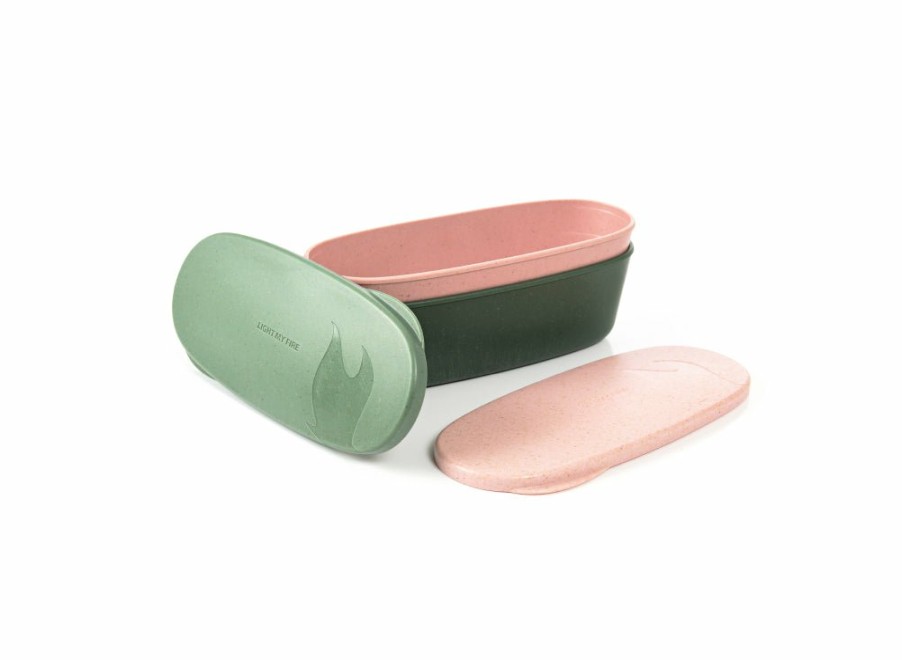 Light My Fire Light My Fire Snapbox Oval 2-Pack - Sandy Green/Dusty Pink | Lunchboxes