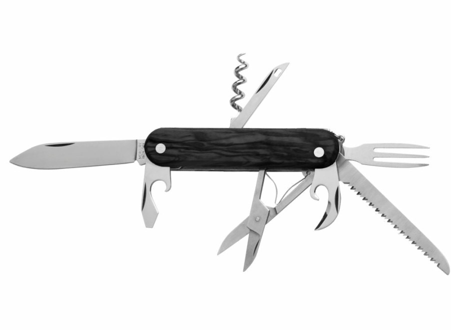 Whitby Knives Whitby Black Pakkawood Multipurpose Folding Knife (2.76") W/ 8 Tools | Edc Knives