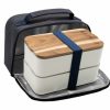 Akinod Akinod Bento + Insulated Lunch Bag - White/Blue Jeans | Lunchboxes