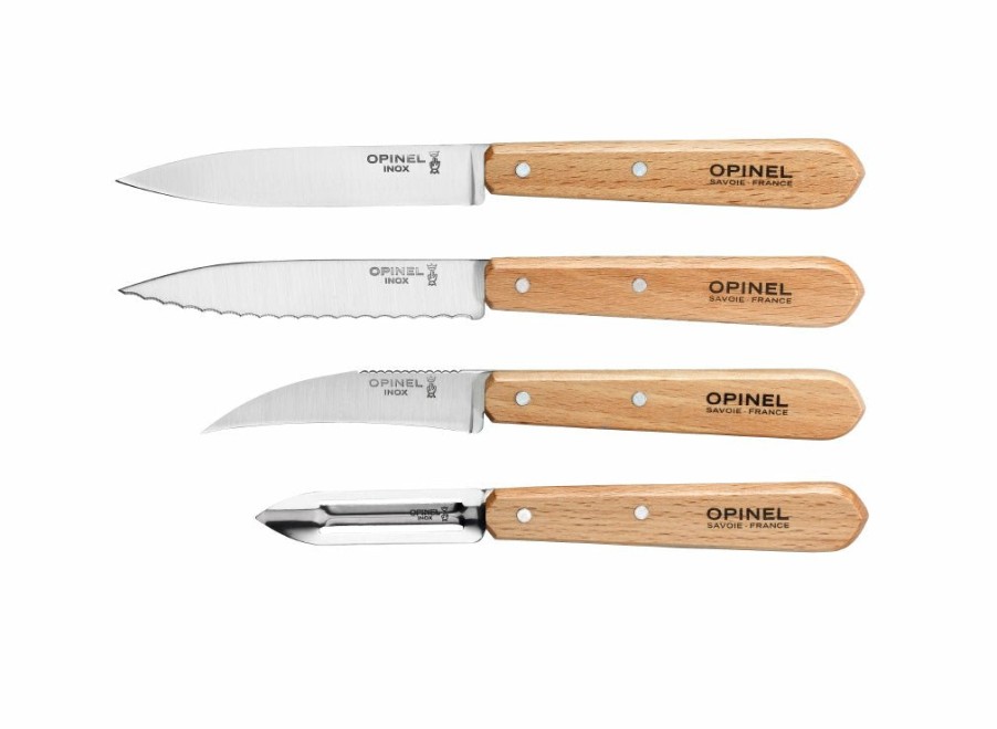 Opinel Opinel Beechwood 4Pc Kitchen Knife Set | Peelers