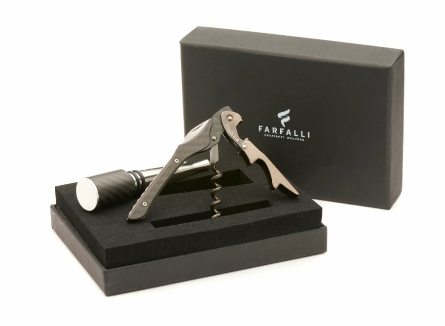 Farfalli Farfalli Fibra Corkscrew And Stopper In Gift Box - Carbon Fibre | Bottle Stoppers