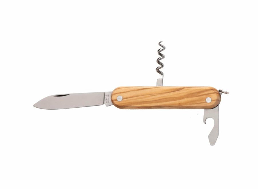 Whitby Knives Whitby Olive Wood Multipurpose Folding Knife (2.76") W/ 3 Tools | General Purpose Knives