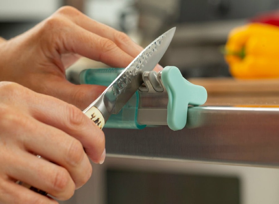 Smith's Housewares Smith'S Slide-Sharp Edge Grip 2-Slot Knife Sharpener - Turquoise | Sharpeners