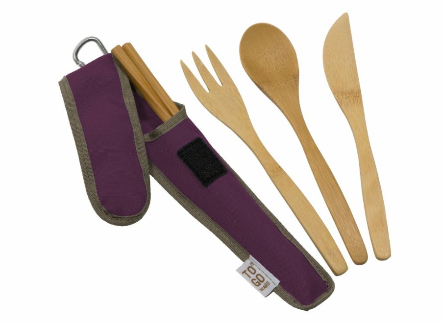 ChicoBag To-Go Ware Bamboo Utensil Set - Mulberry | Reusable Utensils