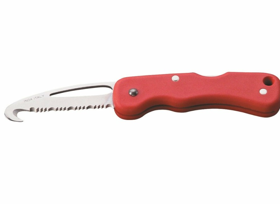 Whitby Knives Whitby Safety/Rescue Lock Knife W/ Cutting Hook (2.5") - Red | Lock Knives