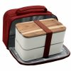 Akinod Akinod Bento + Insulated Lunch Bag - White/Terracotta | Lunchboxes